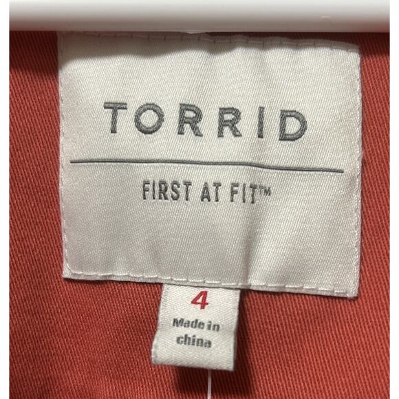 NWT TORRID Women’s Stretch Twill Peplum Utility Jacket Coral Pink - Size 4X/26 - Picture 4 of 7